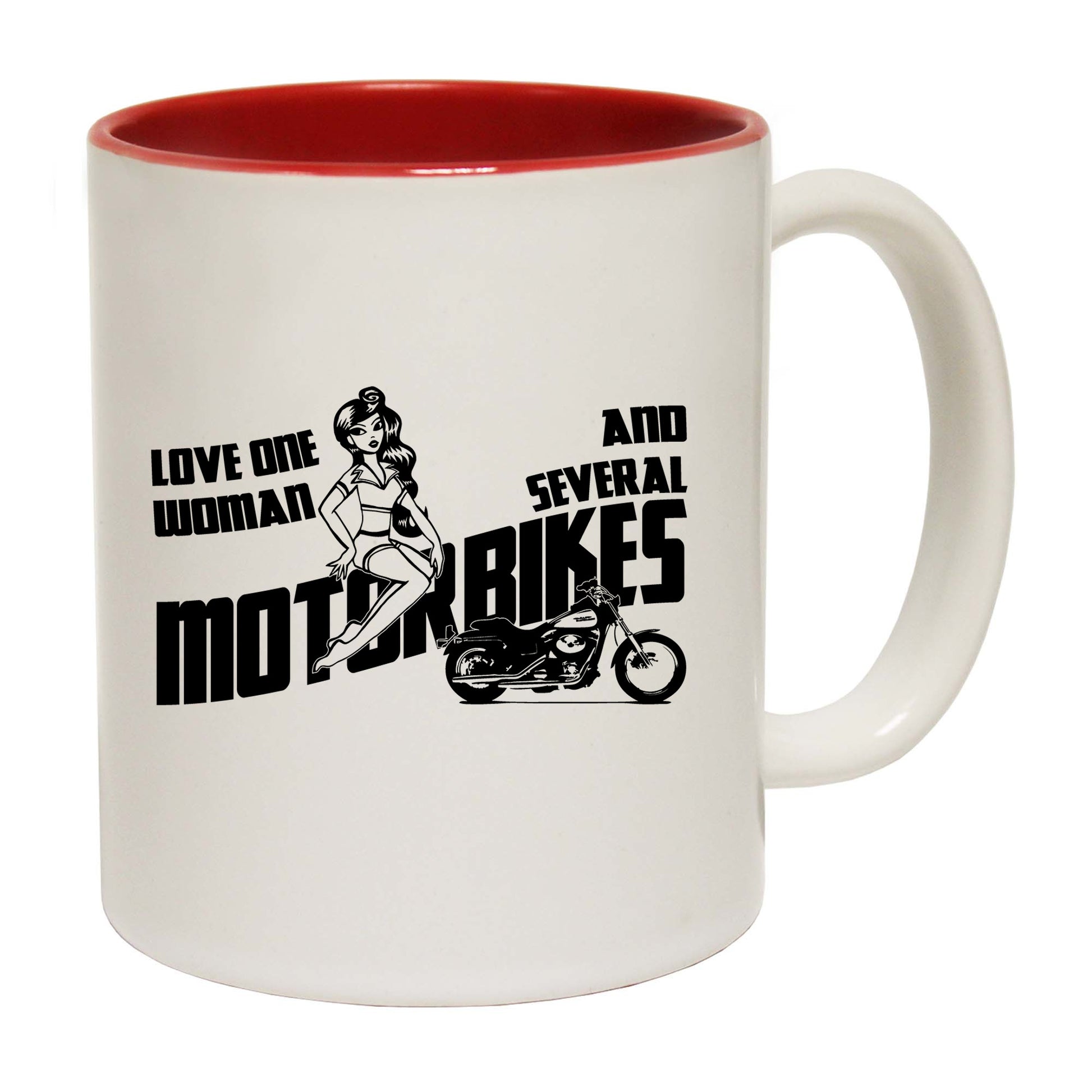 Love One Woman And Several Motorbikes Black - Funny Coffee Mug