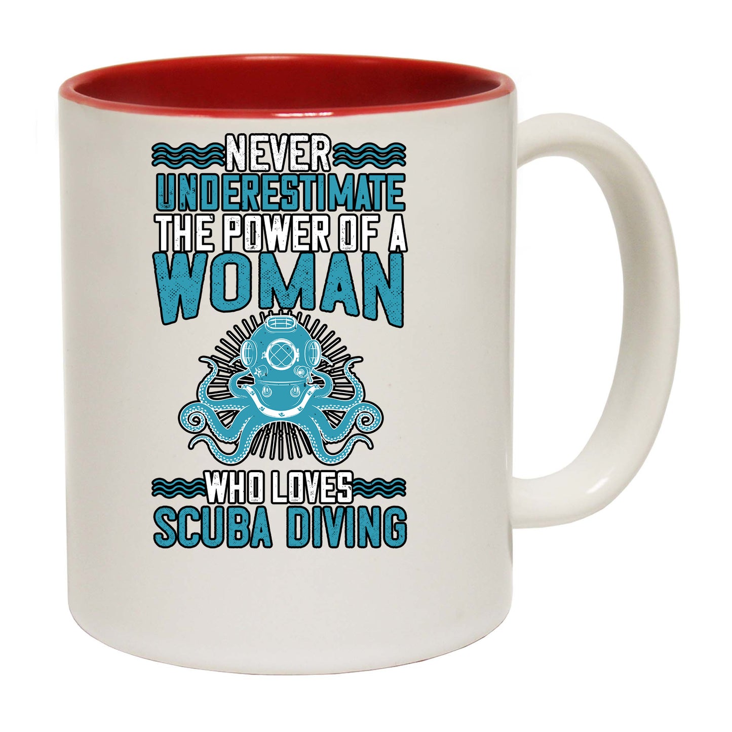 Never Underestimate Woman Who Loves Scuba Diving - Funny Coffee Mug