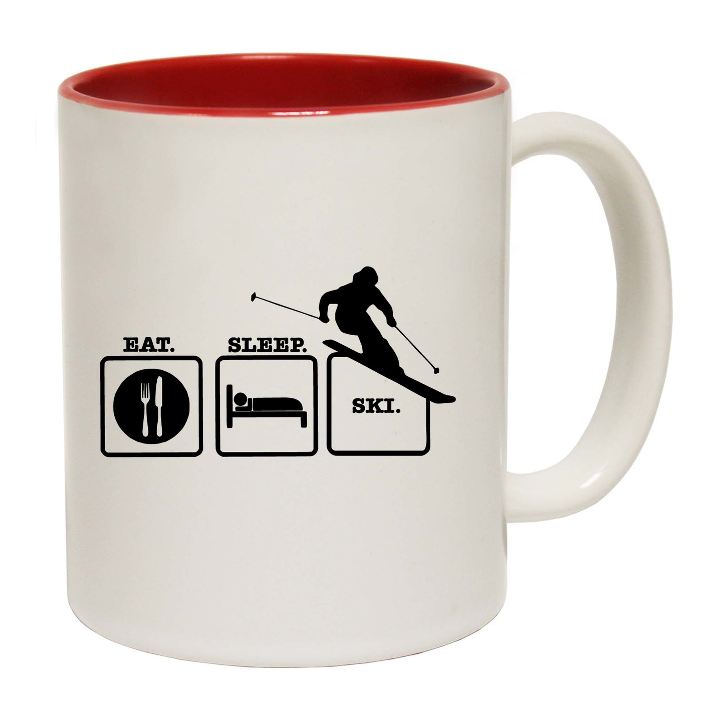 Eat Sleep Ski Outside Box - Funny Coffee Mug