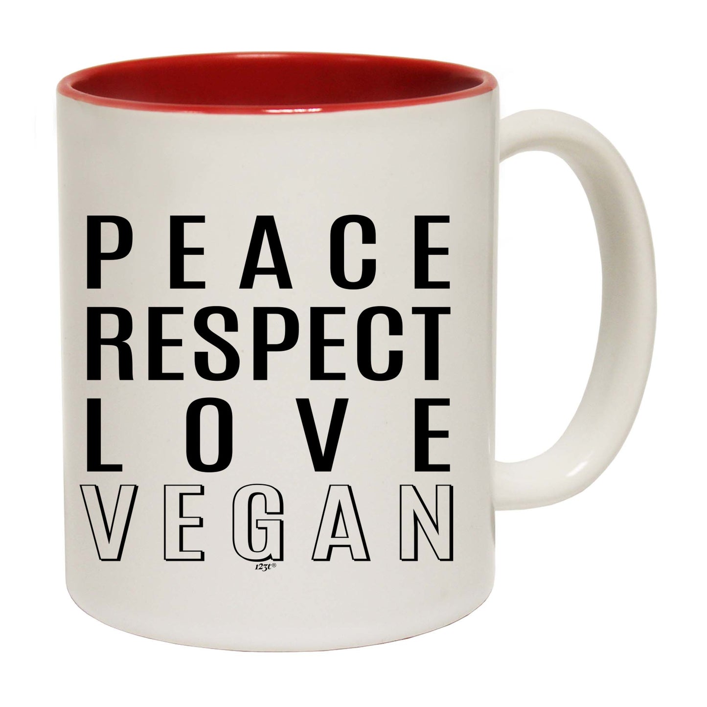 Peace Respect Love Vegan - Funny Coffee Mug