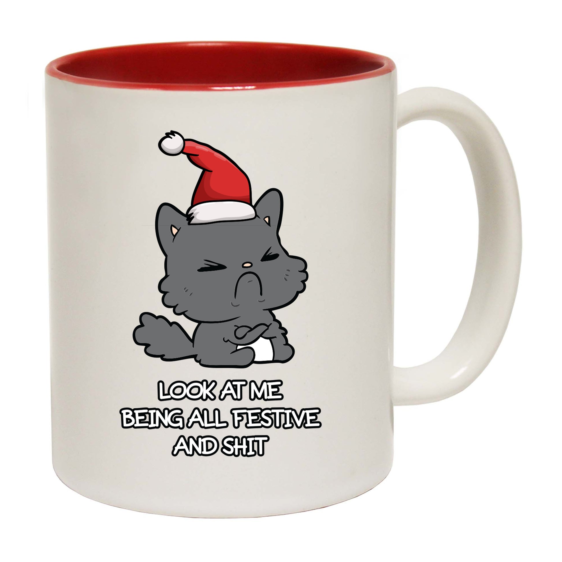 Christmas Cat Lookatme Festive Animal - Funny Coffee Mug