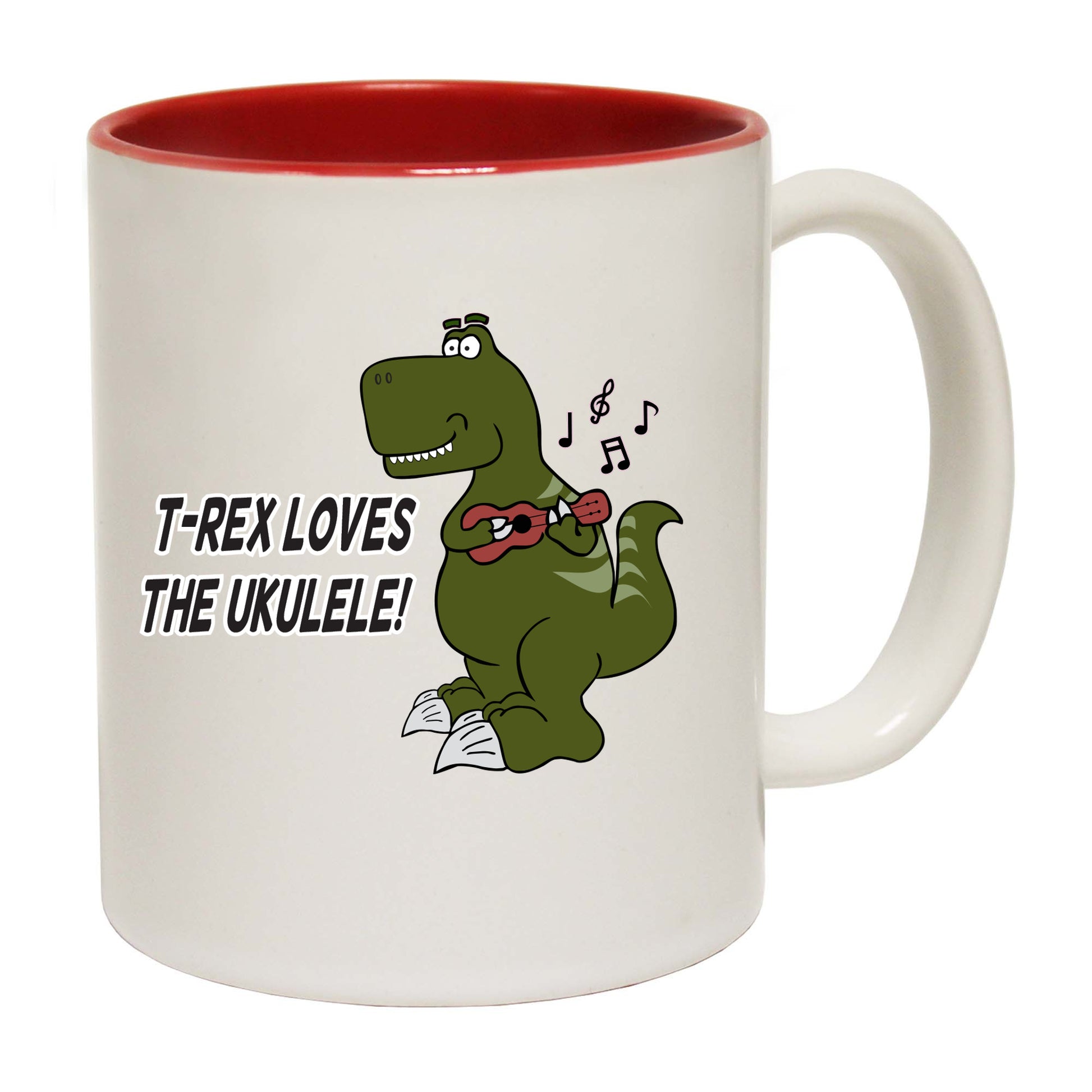 Trex Loves Ukulele Dinosaur - Funny Coffee Mug