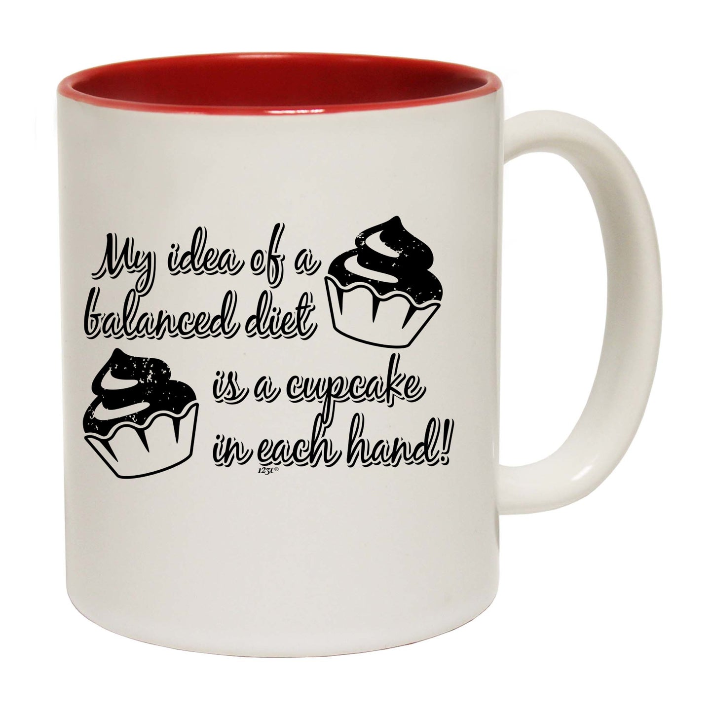 Balanced Diet Is A Cupcake Each Hand - Funny Coffee Mug